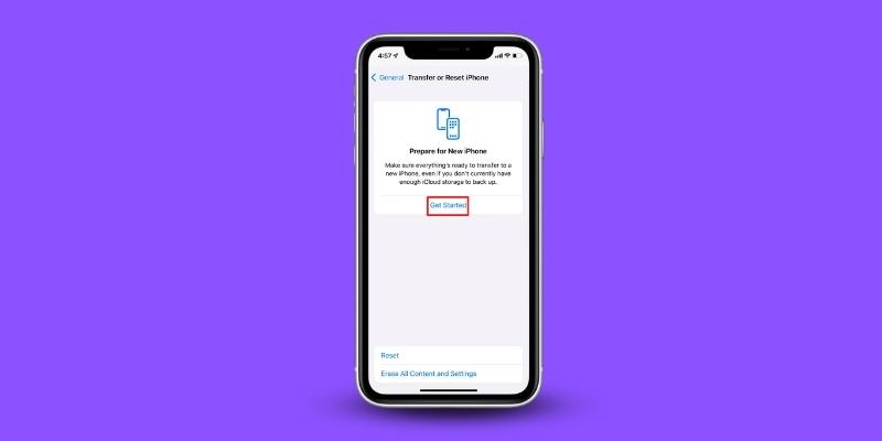 Prepare for new iPhone tap on Get Started